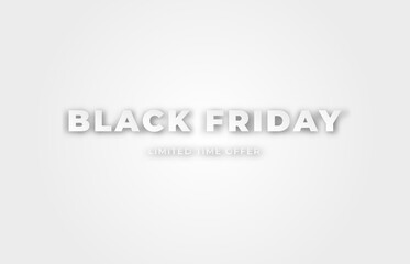 Black friday paper cut effect poster. Special offer label. Gray flat button with shadow. Modern UI website navigation. Vector