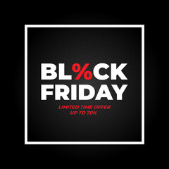 Black Friday sale banner. Minimal style Vector illustration. Black Friday isolated on black background.