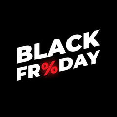 Black Friday sale banner. Minimal style Vector illustration. Black Friday isolated on black background.