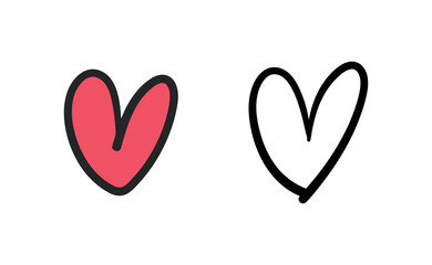 Hand drawn hearts, love icon symbols. Heart doodles. Hand drawn valentine's day design.