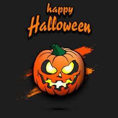 Happy Halloween. Sinister smiling pumpkin. Design template. Pattern for banner, poster, greeting card, flyer, party invitation. Vector illustration