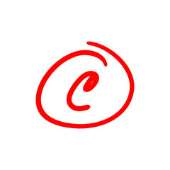 Grade result C, red exam score, vector illustration