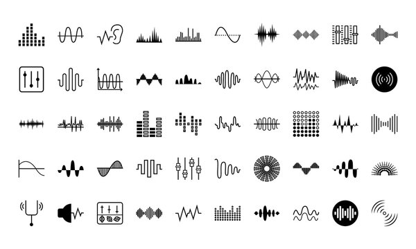 sound waves icon set, vector illustration