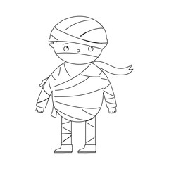 happy halloween, boy mummy costume cartoon character isolated design icon line style