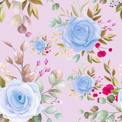 Seamless pattern beautiful flower and leaves design	