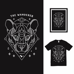 The Wanderer Tiger Line Art T shirt Design