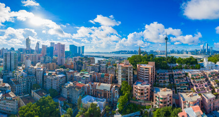 Fototapeta premium Aerial photography of Macao Peninsula City Scenery in China