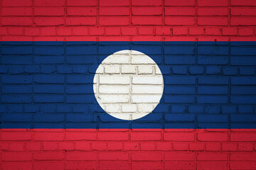 Flag  banner on brick wall background.