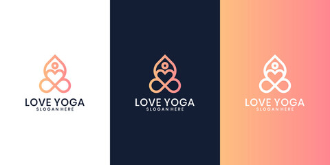 luxury love yoga Logo Template Design.