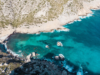 Aerial, Bird's eye, Drone view of Formentor, Cap de Formentor, Palma de Mallorca, Balearic Islands, Spain