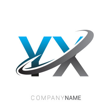 initial letter YX logotype company name colored blue and grey swoosh design. logo design for business and company identity.