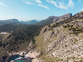 Aerial, Bird's eye, Drone view of Formentor, Cap de Formentor, Palma de Mallorca, Balearic Islands, Spain