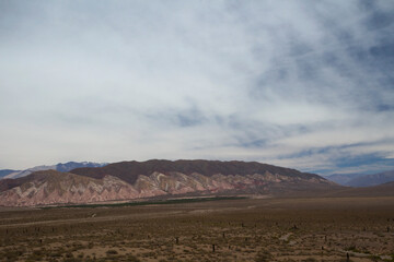 Fototapeta na wymiar Death valley. View of the arid desert, sand, colorful hills and vegetation under a beautiful sky.