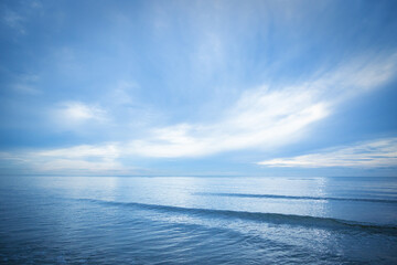 Beautiful empty beach sea and blue sky in morning