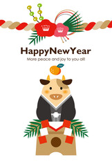 Kimono Cow On The New Year's Rice Cake Stand