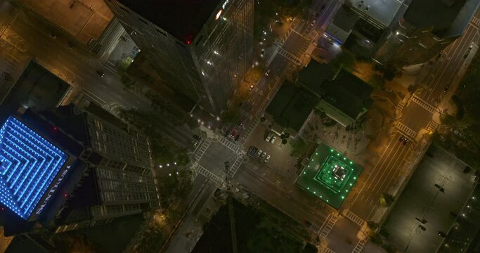 Tampa Florida Aerial v5 vertical down shot of illuminated streets at night - DJI Inspire 2, X7, 6k - March 2020