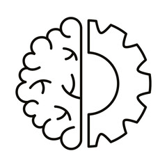 brain human with gear line style icon