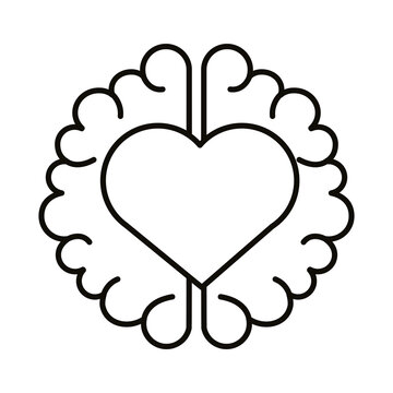 brain human with heart line style icon