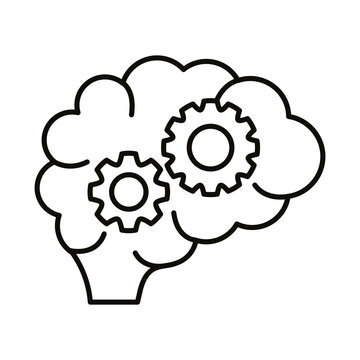 brain human with gears line style icon