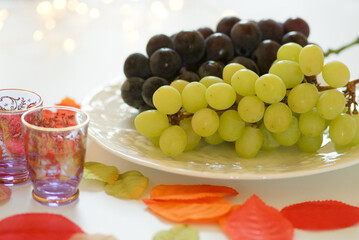 grapes and wine