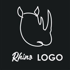 Simple Rhino Head logo concept. line art Rhino head
