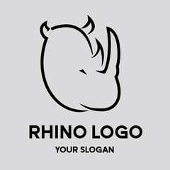 Fototapeta premium Simple Rhino Head logo concept. line art Rhino head