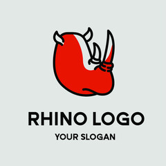 Simple Rhino Head logo concept. line art Rhino head