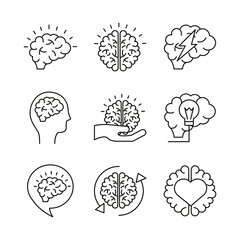 bundle of brains organs set icons