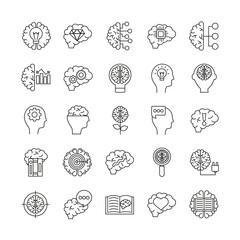 bundle of brains organs set icons