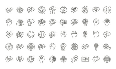 bundle of brains organs set icons