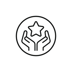 Star on the hand. High reward icon concept isolated on white background. Vector illustration
