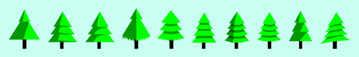 set of tree cartoon icon design template with various models. vector illustration isolated on blue background