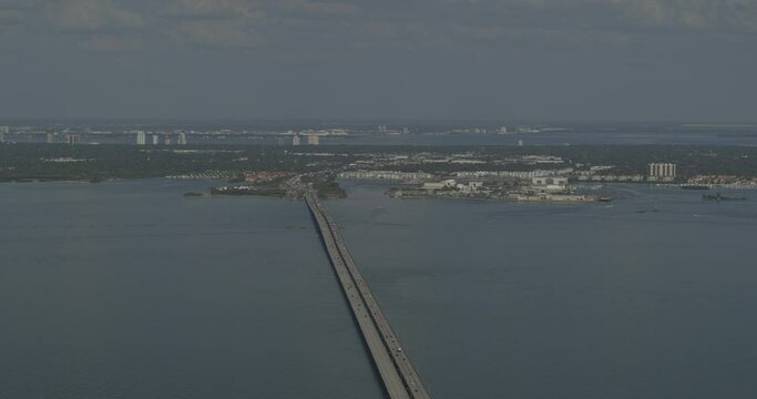 Tampa Florida Aerial v68 pan right shot of Old Tampa Bay and air force base - DJI Inspire 2, X7, 6k - March 2020