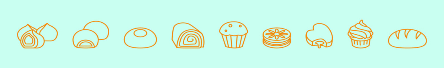 set of bread cartoon icon design template with scone and various models. vector illustration isolated on blue background