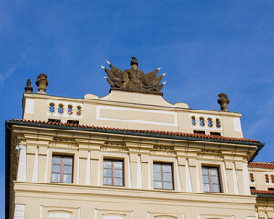 Prague, Czechia, September 19, 2020. Prague castle near to Matthias gate.