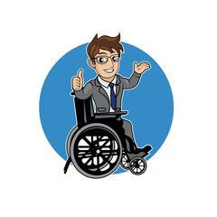 Vector of cartoon a disabled person sitting in wheelchair design eps format, suitable for your design needs, logo, illustration, animation, 
etc.