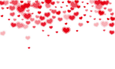 Flat scattered hearts confetti vector illustration. Romantic February 14 