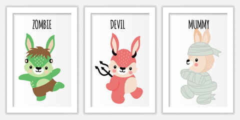 CUTE HALLOWEEN RABBIT BUNNY CARTOON DOODLE ILLUSTRATION