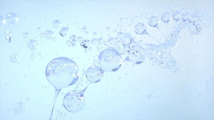 Closeup The DNA double helix is liquid. The DNA replica with a continuous twist. 3D illustration. - Powered by Adobe