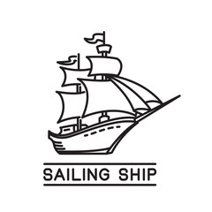 pirate ship design monoline sailing ship vector illustration