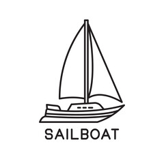 sailboat design outline simple monoline sailboat isolated on white background