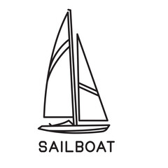sailboat design outline simple monoline sailboat isolated on white background