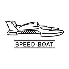 speed boat design monoline speedboat outline isolated on white background