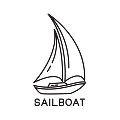 sailboat design outline simple monoline sailboat isolated on white background