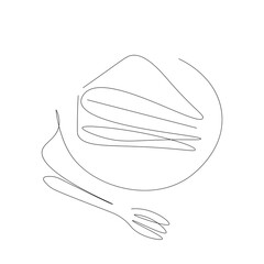 Slice birthday cake on plate drawing vector illustration