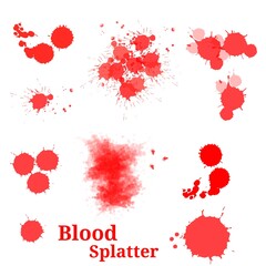 Set of blood splatter/red blots isolated on white background - illustration