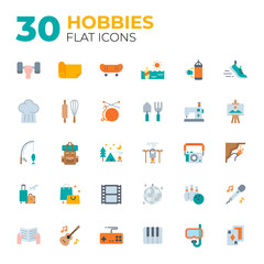 Flat style hobbies icons.