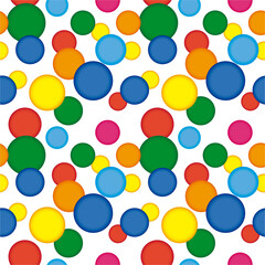 Seamless pattern of colored overlapping circles. Geometric colorful textile print.