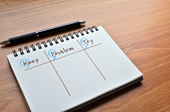 A project review framework called "KPT" written in the notebook.