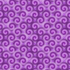 Spiral twisted circle white and violet floral abstract seamless pattern on purple backgrounds retro style.